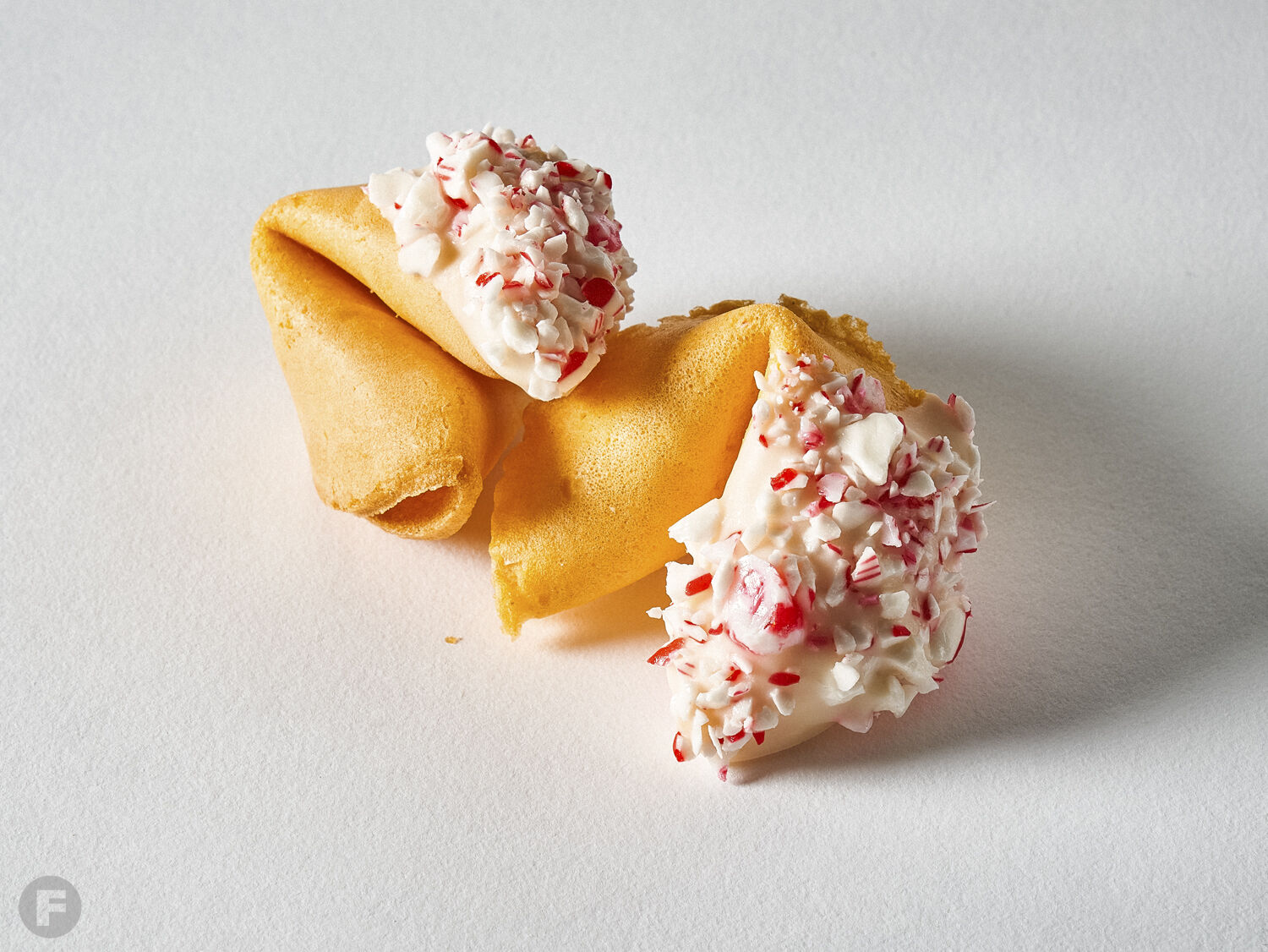 White chocolate-peppermint fortune cookies
